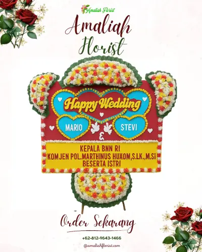 Karangan Papan Bunga Pernikahan di Sindangjaya